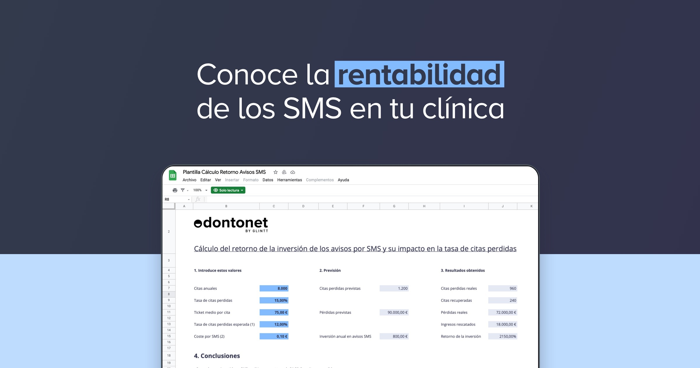 Plantilla C Lculo Rentabilidad Recordatorios Citas Dentales Por SMS   Roi Avisos Sms Citas Dentales #keepProtocol